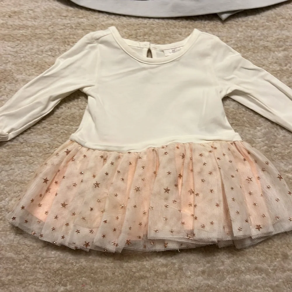 NWOT Miniclasix Silver Satiny jacket with matching shirt with tutu and pants